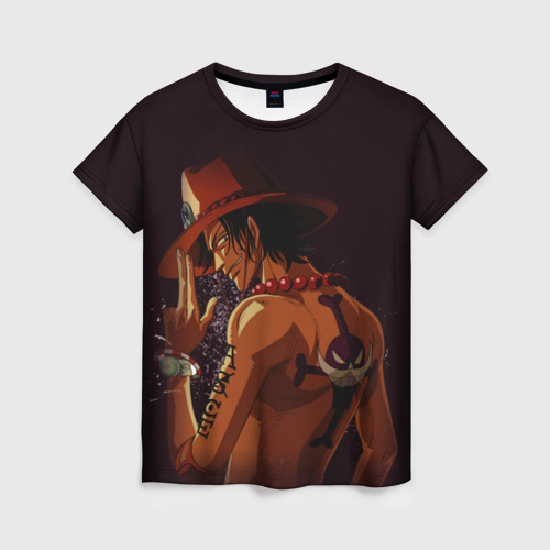 Женская футболка 3D с принтом One Piece Портгас Д Эйс, вид спереди #2