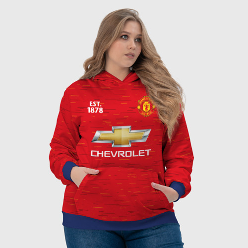 Женская толстовка 3D с принтом Manchester united 20-21 - home, фото #4