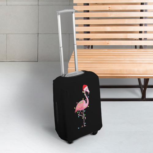 Чехол для чемодана 3D Новогодний Фламинго, цвет 3D печать - фото 3
