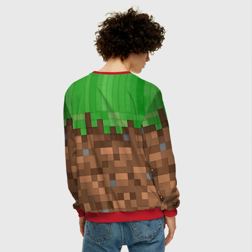 Мужской свитшот 3D Minecraft Крипер, цвет красный - фото 4