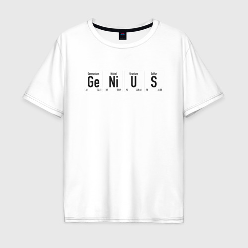 Мужская футболка оверсайз из хлопка с принтом Genius, вид спереди №1