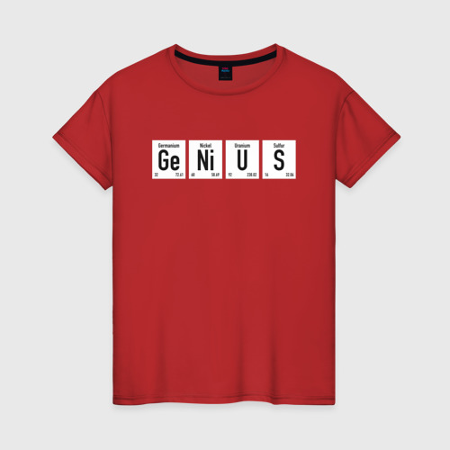 Женская футболка хлопок с принтом Genius, вид спереди #2