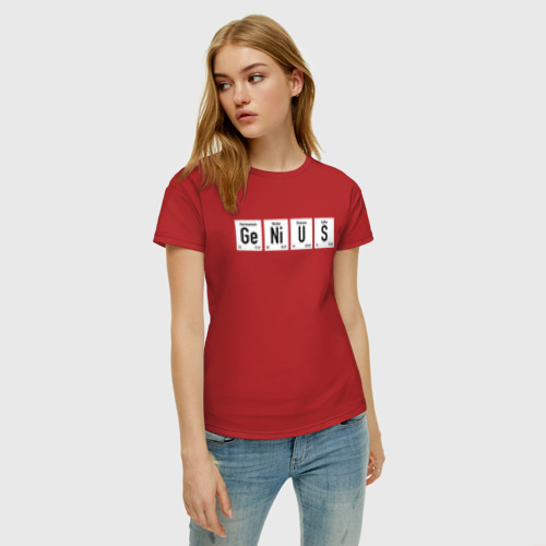 Женская футболка хлопок с принтом Genius, фото на моделе #1