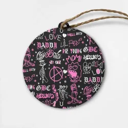 Деревянная игрушка круг LIL Peep паттерн