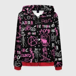 Мужская толстовка 3D на молнии LIL Peep паттерн