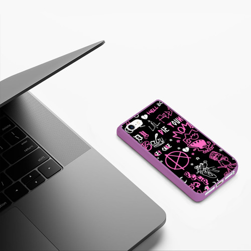 Чехол для iPhone 5/5S матовый LIL Peep, цвет фиолетовый - фото 5