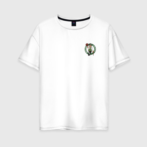 Женская футболка из хлопка оверсайз с принтом Бостон Селтикс, вид спереди №1