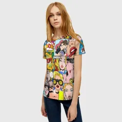 Женская футболка 3D Pop Art комикс паттерн - фото 2