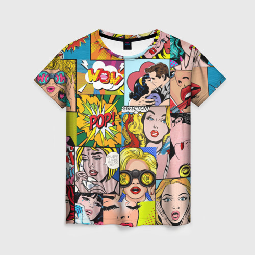 Женская футболка с принтом Pop Art, вид спереди №1