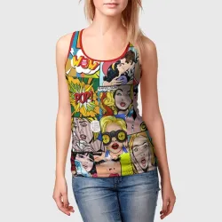 Женская майка 3D Pop Art комикс паттерн - фото 2