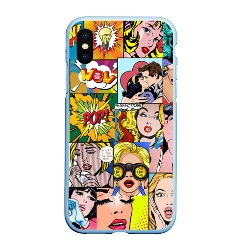 Чехол для iPhone XS Max матовый Pop Art, цвет голубой