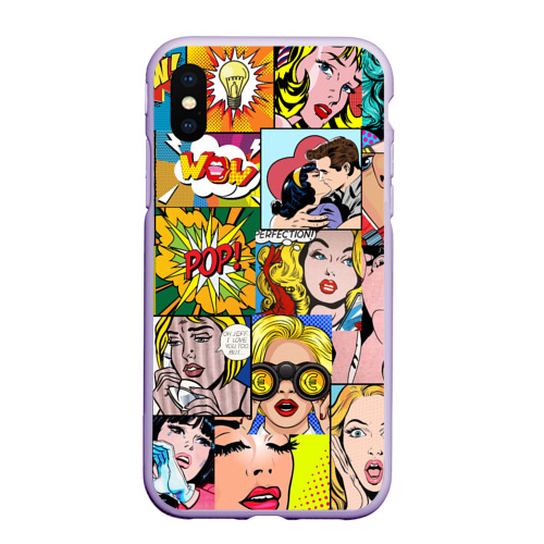 Чехол для iPhone XS Max матовый Pop Art, цвет светло-сиреневый