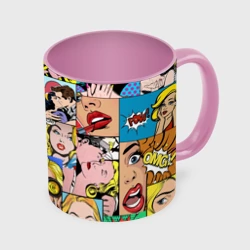 Кружка с полной запечаткой Pop Art комикс паттерн