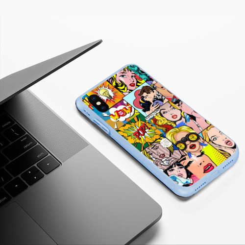 Чехол для iPhone XS Max матовый Pop Art, цвет голубой - фото 5