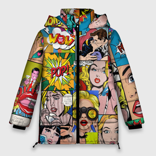 Женская зимняя куртка Oversize Pop Art, цвет черный