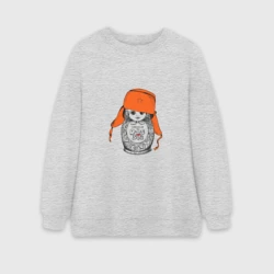 Женский свитшот oversize без начеса хлопок Welcome to Russsia от матрёшки