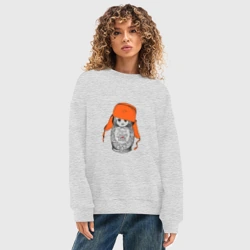 Женский свитшот oversize без начеса хлопок Welcome to Russsia от матрёшки - фото 2