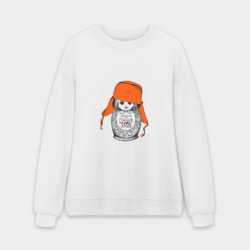 Мужской свитшот oversize без начеса хлопок Welcome to Russsia от матрёшки