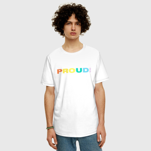 Мужская футболка хлопок Oversize с принтом PROUD! (Mob psycho 100) (Z), фото на моделе #1