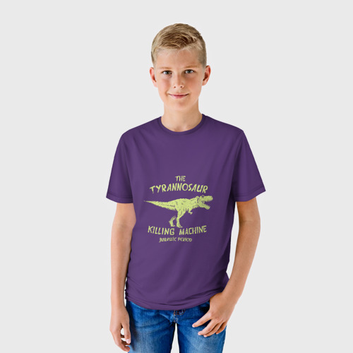 Детская футболка 3D с принтом Тираннозавр, фото на моделе #1