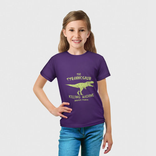 Детская футболка 3D с принтом Тираннозавр, вид сбоку #3