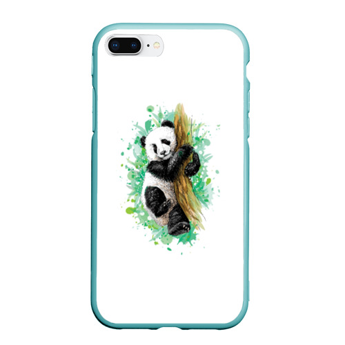 Чехол для iPhone 7Plus/8 Plus матовый Панда, цвет мятный