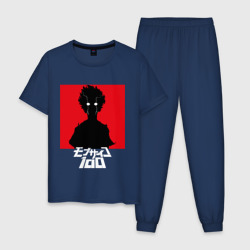 Мужская пижама хлопок Mob Psycho 100 Z на красном фоне