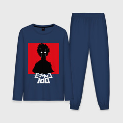 Мужская пижама с лонгсливом хлопок Mob Psycho 100 Z на красном фоне