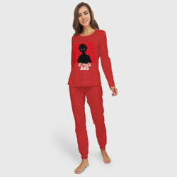 Женская пижама с лонгсливом хлопок Mob Psycho 100 Z на красном фоне - фото 2