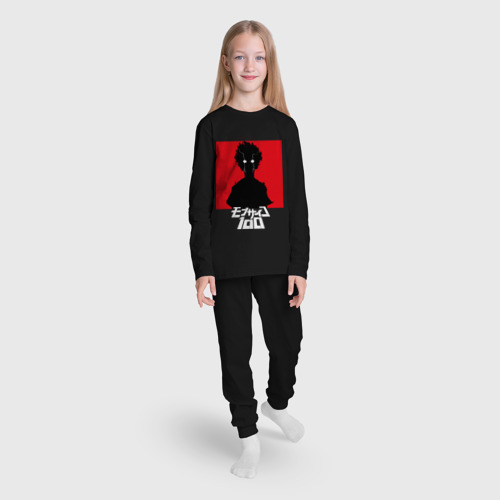 Детская пижама с лонгсливом хлопок Mob Psycho 100 Z на красном фоне, цвет черный - фото 5