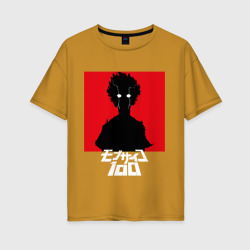 Mob Psycho 100 Z на красном фоне – Женская футболка хлопок Oversize с принтом купить со скидкой в -16%
