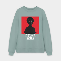 Мужской свитшот oversize без начеса хлопок Mob Psycho 100 Z на красном фоне