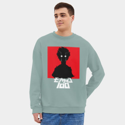 Мужской свитшот oversize без начеса хлопок Mob Psycho 100 Z на красном фоне - фото 2
