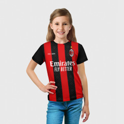 Футболка с принтом AC Milan 20-21 - домашняя для ребенка, вид на модели спереди №3. Цвет основы: белый