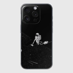 Чехол для iPhone 15 Pro силиконовый с защитой камеры Космический клининг