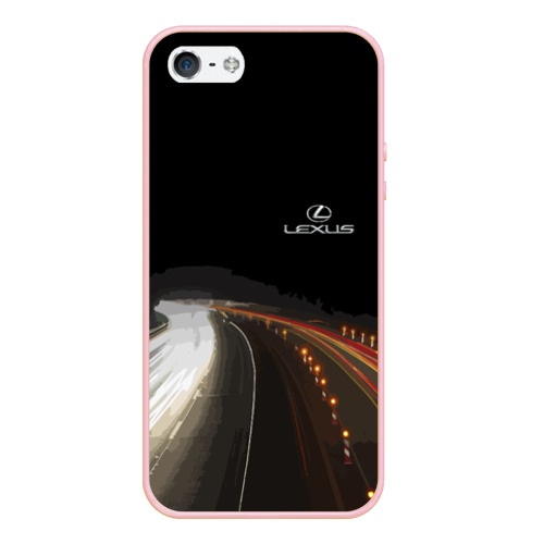 Чехол для iPhone 5/5S матовый Night route, цвет светло-розовый