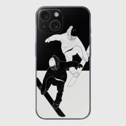 Чехол для iPhone 15 силиконовый с защитой камеры Сноубордисты