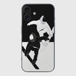 Чехол для iPhone 16 силиконовый с защитой камеры Сноубордисты