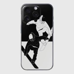 Чехол для iPhone 15 Pro Max силиконовый с защитой камеры Сноубордисты