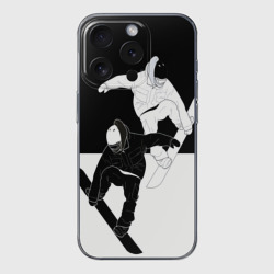 Чехол для iPhone 15 Pro силиконовый с защитой камеры Сноубордисты