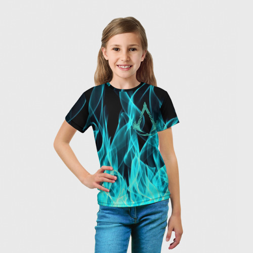 Детская футболка 3D с принтом ASSASSIN'S CREED VALHALLA, вид сбоку #3