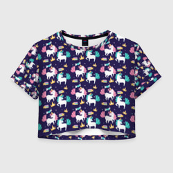 Женская футболка Crop-top 3D Unicorn pattern