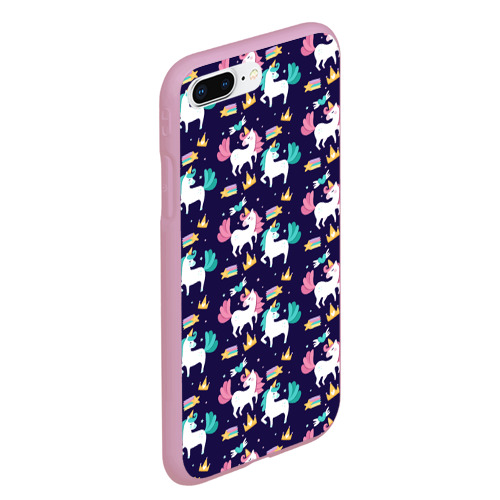 Чехол для iPhone 7Plus/8 Plus матовый Unicorn pattern, цвет розовый - фото 3