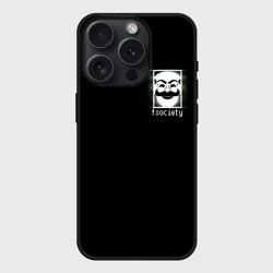 Чехол силиконовый для Apple iPhone 15 Pro матовый Mr Robot fsociety хакеры анонимусы