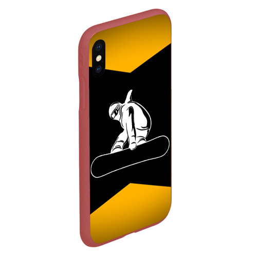 Чехол для iPhone XS Max матовый Сноубордист, цвет красный - фото 3