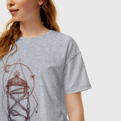 Женская футболка хлопок Oversize Течение времени - фото 2