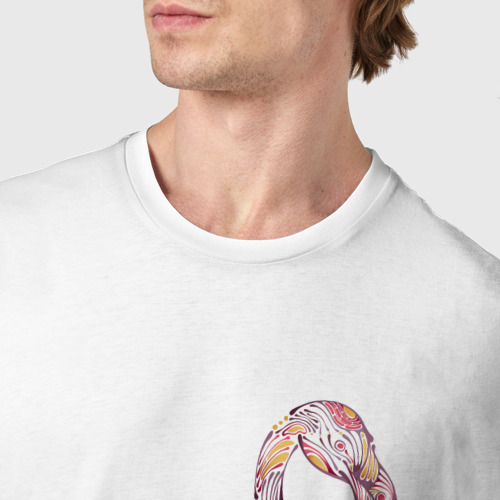 Мужская футболка хлопок с принтом Узорчатый фламинго, фото #4