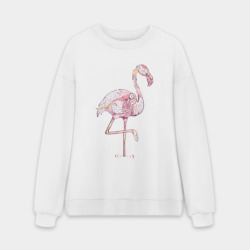Мужской свитшот oversize без начеса хлопок Узорчатый фламинго