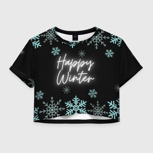 Женская футболка Crop-top 3D Happy Winter, цвет 3D печать