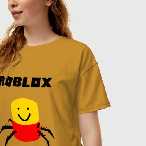 Женская футболка хлопок Oversize Roblox, цвет горчичный - фото 3